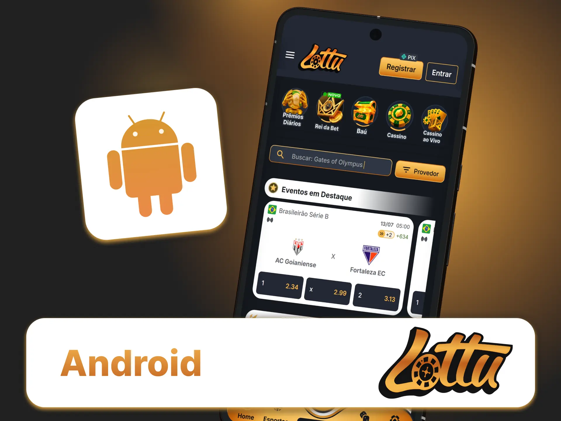 Baixe o app do cassino Lottu para Android e aposte no seu celular.
