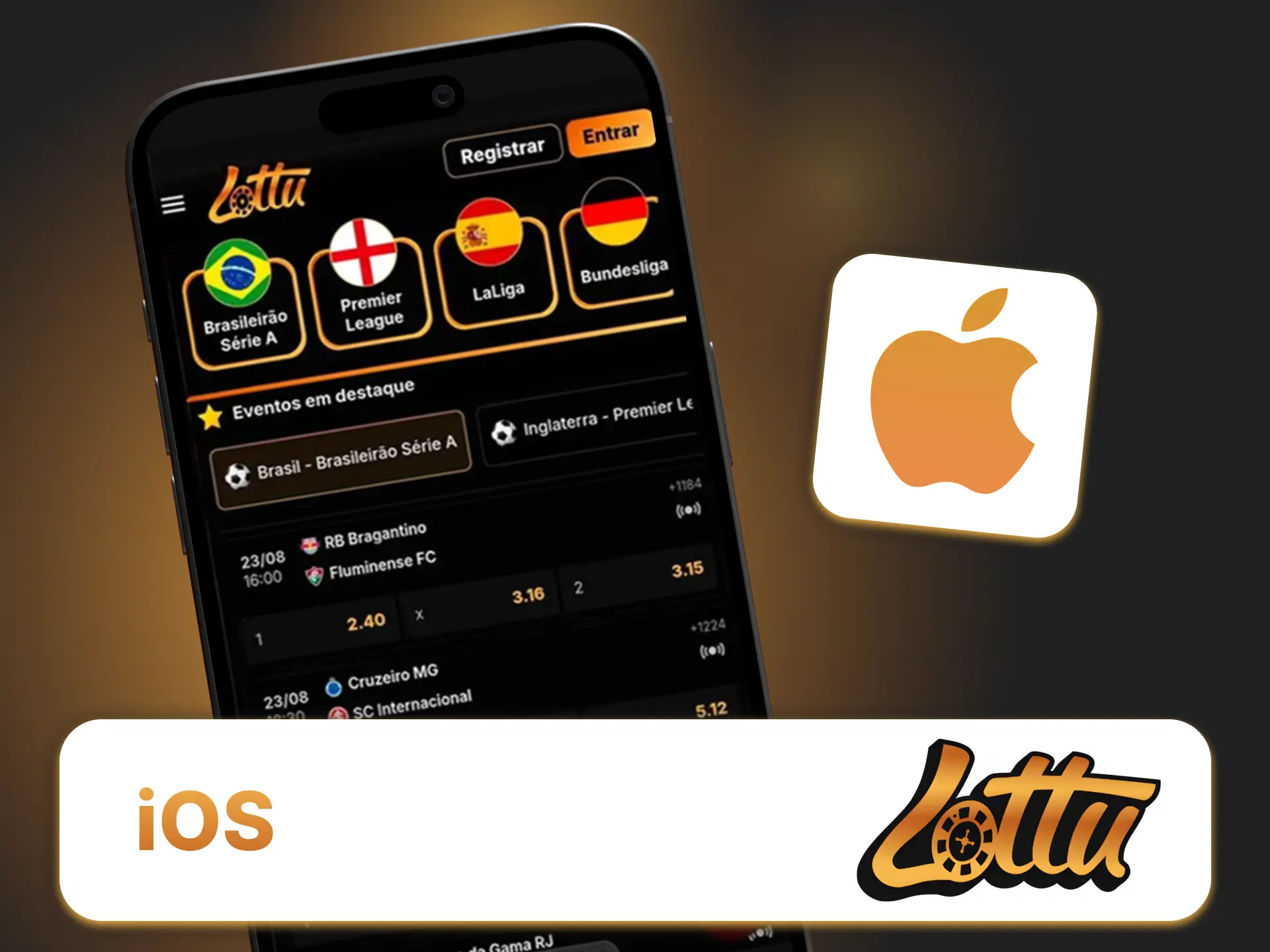 Baixe o app do cassino Lottu para iOS e aposte no seu iPhone.